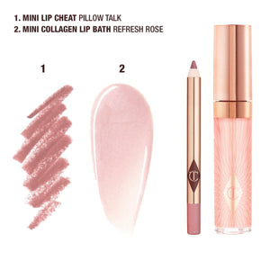 Mini Glossy Pink Lip Gloss + Lip Liner Set