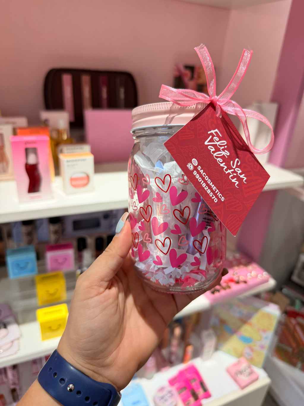 Vaso Valentines rosa claro