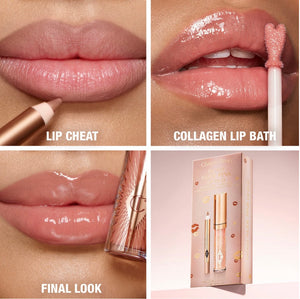 Mini Glossy Pink Lip Gloss + Lip Liner Set