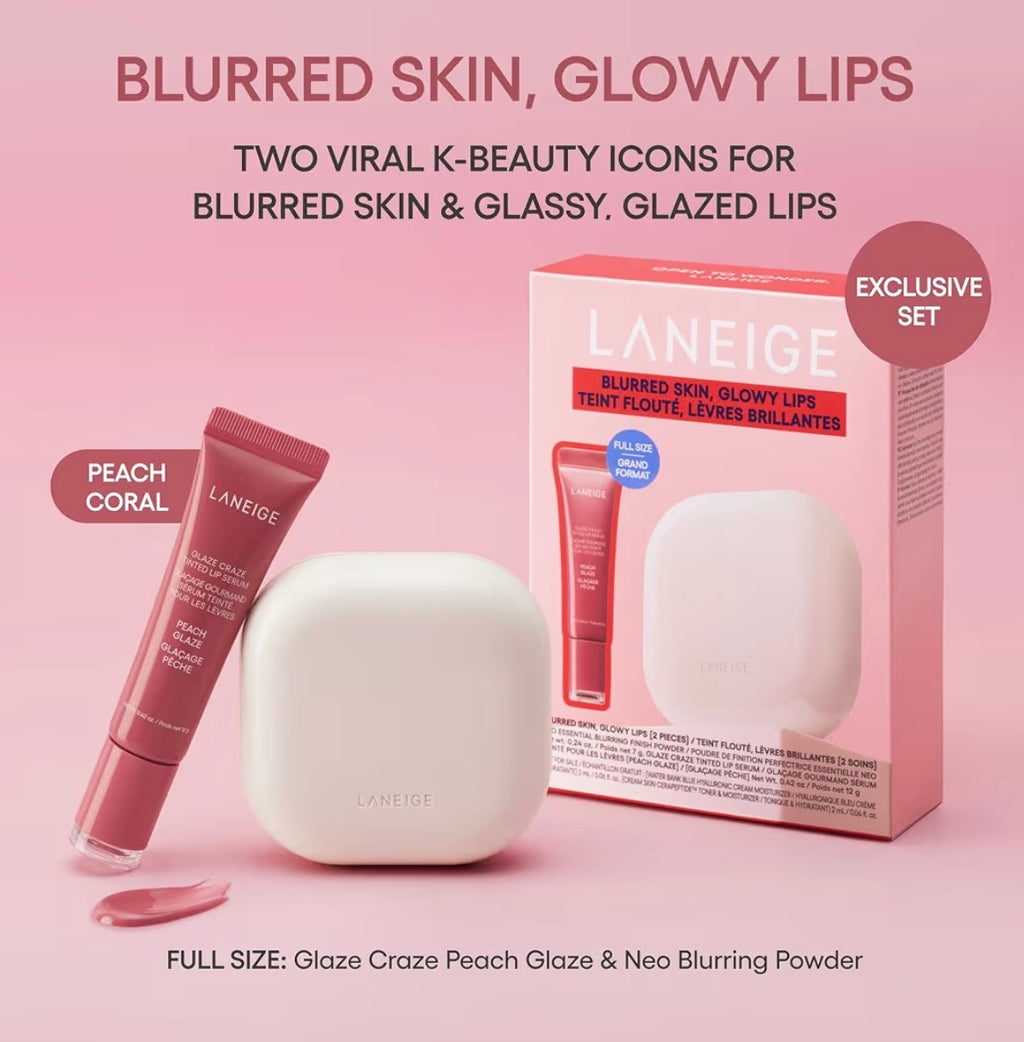 Set Laneige Blurred Skin, Glowy Lips