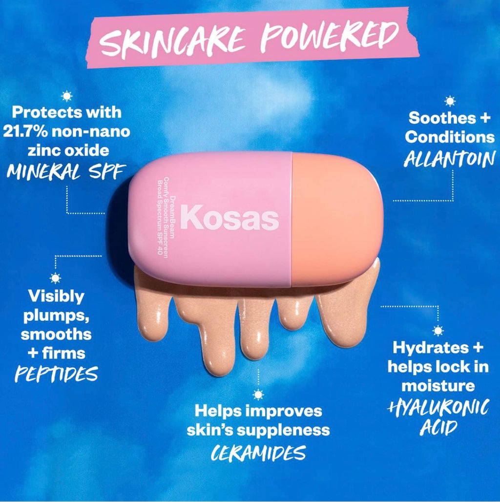 Mini DreamBeam Silicone-Free Mineral Sunscreen SPF 40 with Ceramides and Peptides kosas