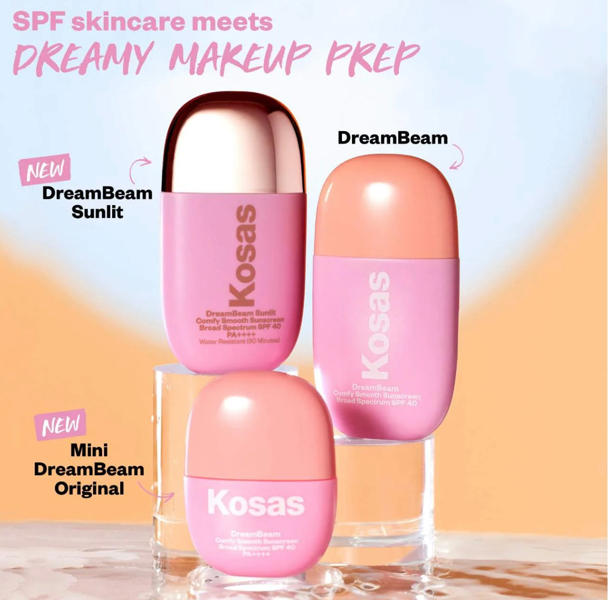 Mini DreamBeam Silicone-Free Mineral Sunscreen SPF 40 with Ceramides and Peptides kosas