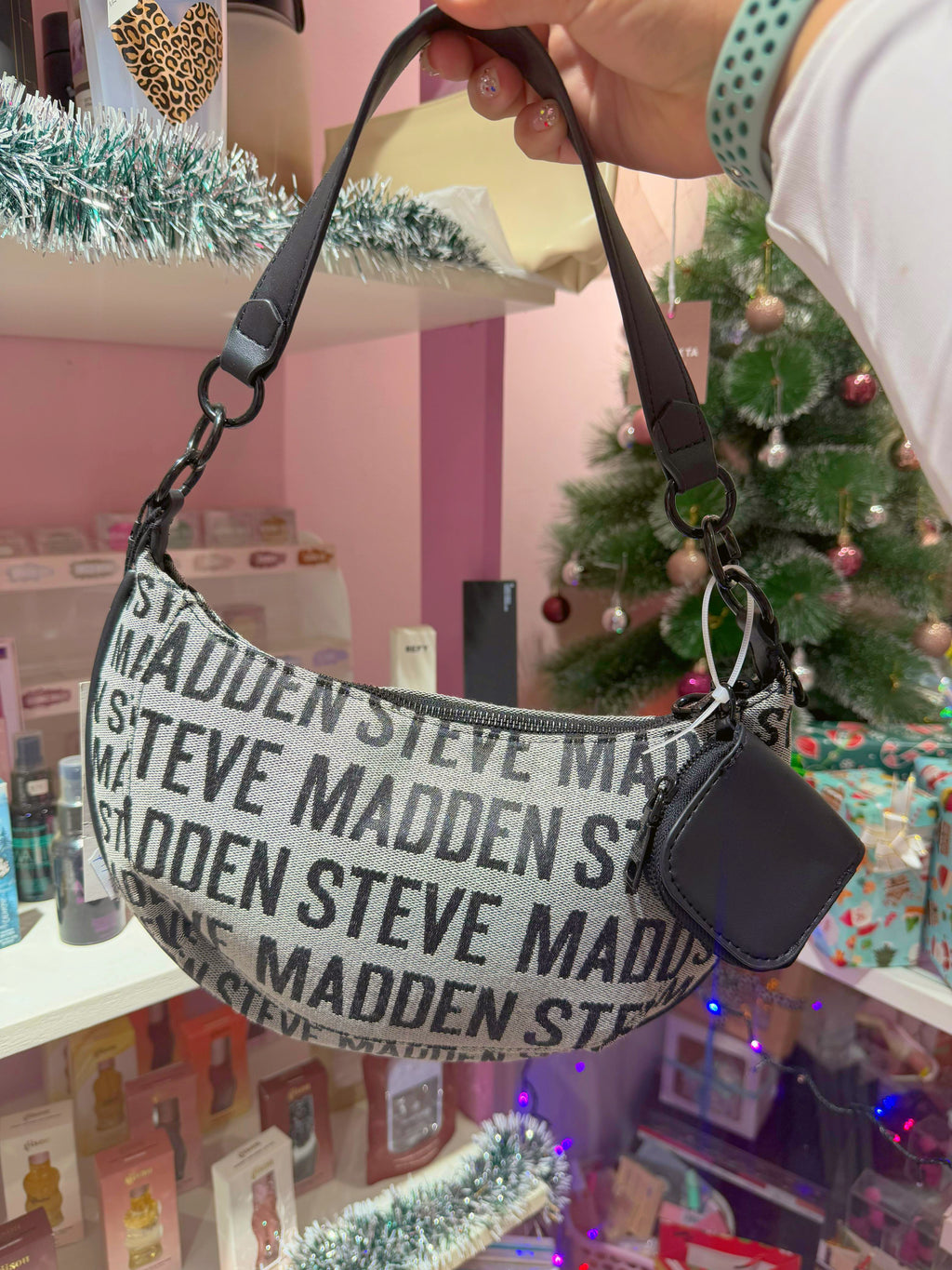 Bolsa Steve Madden gris con negro