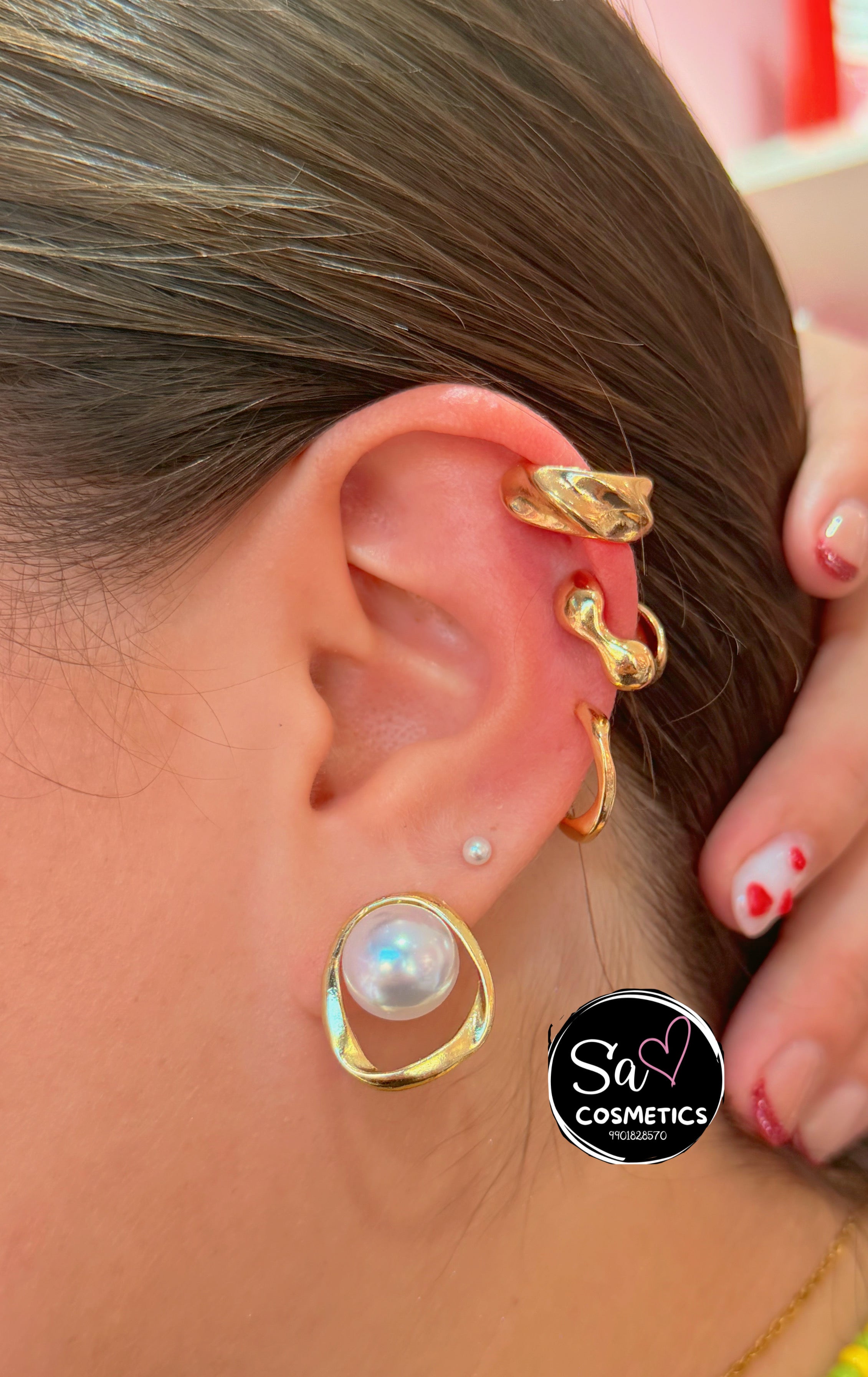 Set 3 aretes tipo hugg falsa perforacion| Joyeria